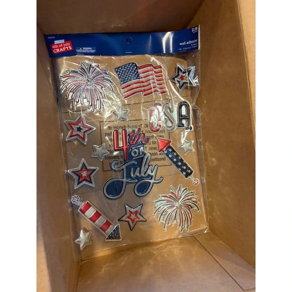 4th of July Patriotic Decor Bundle Ceramic Truck Soap Dispenser Glow Wands Bows